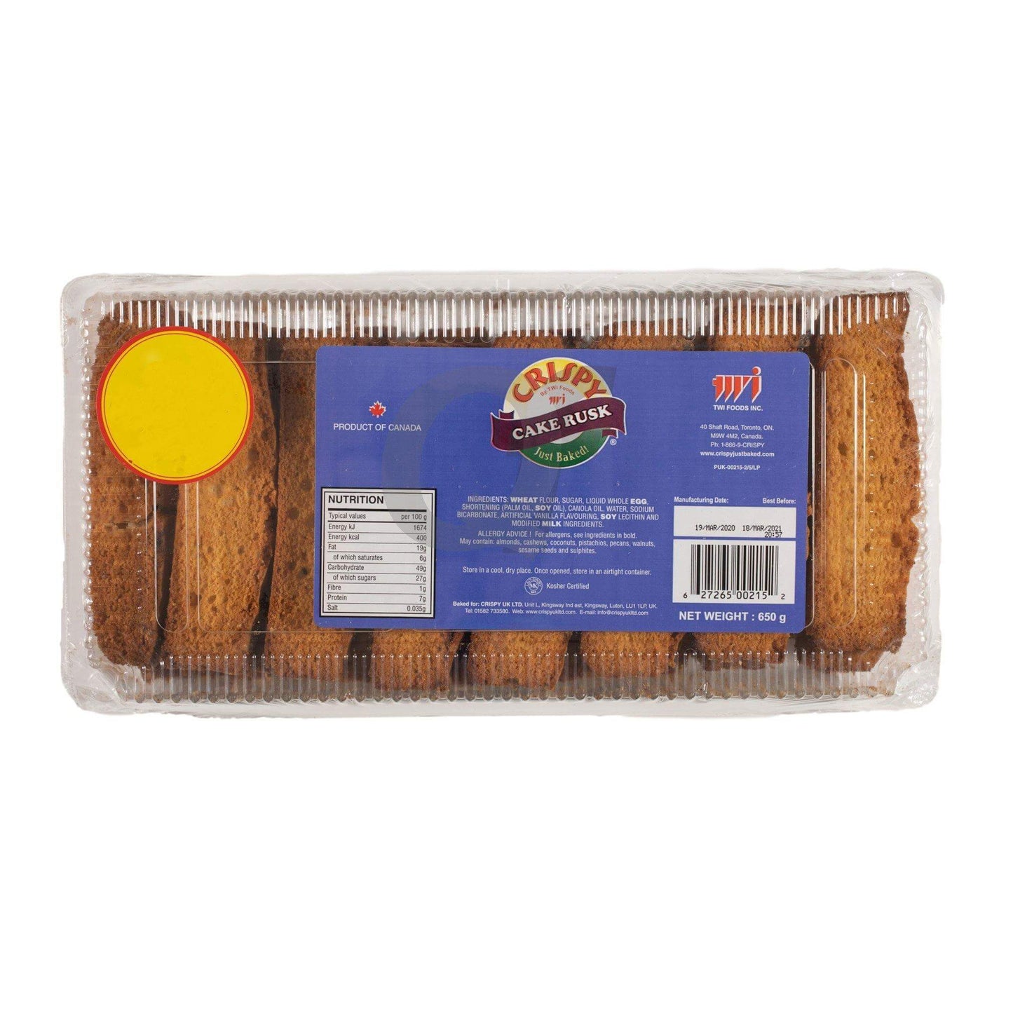 CRISPY CAKE RUSK 650gm