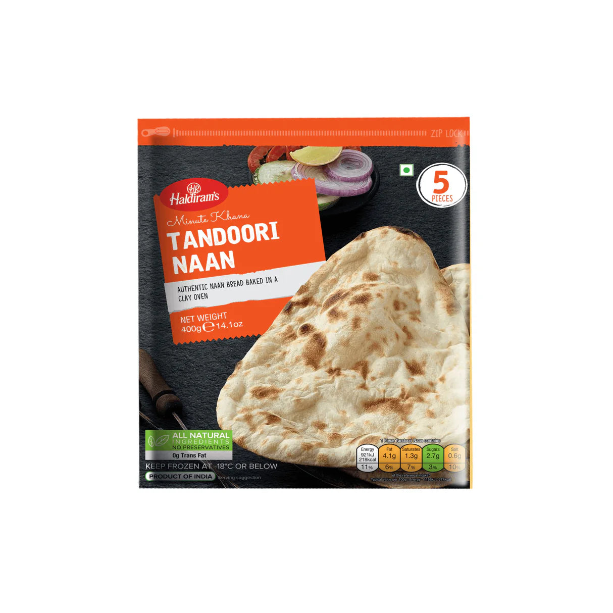 HALDIRAM'S TANDOORI NAAN 5PCS - 400GM