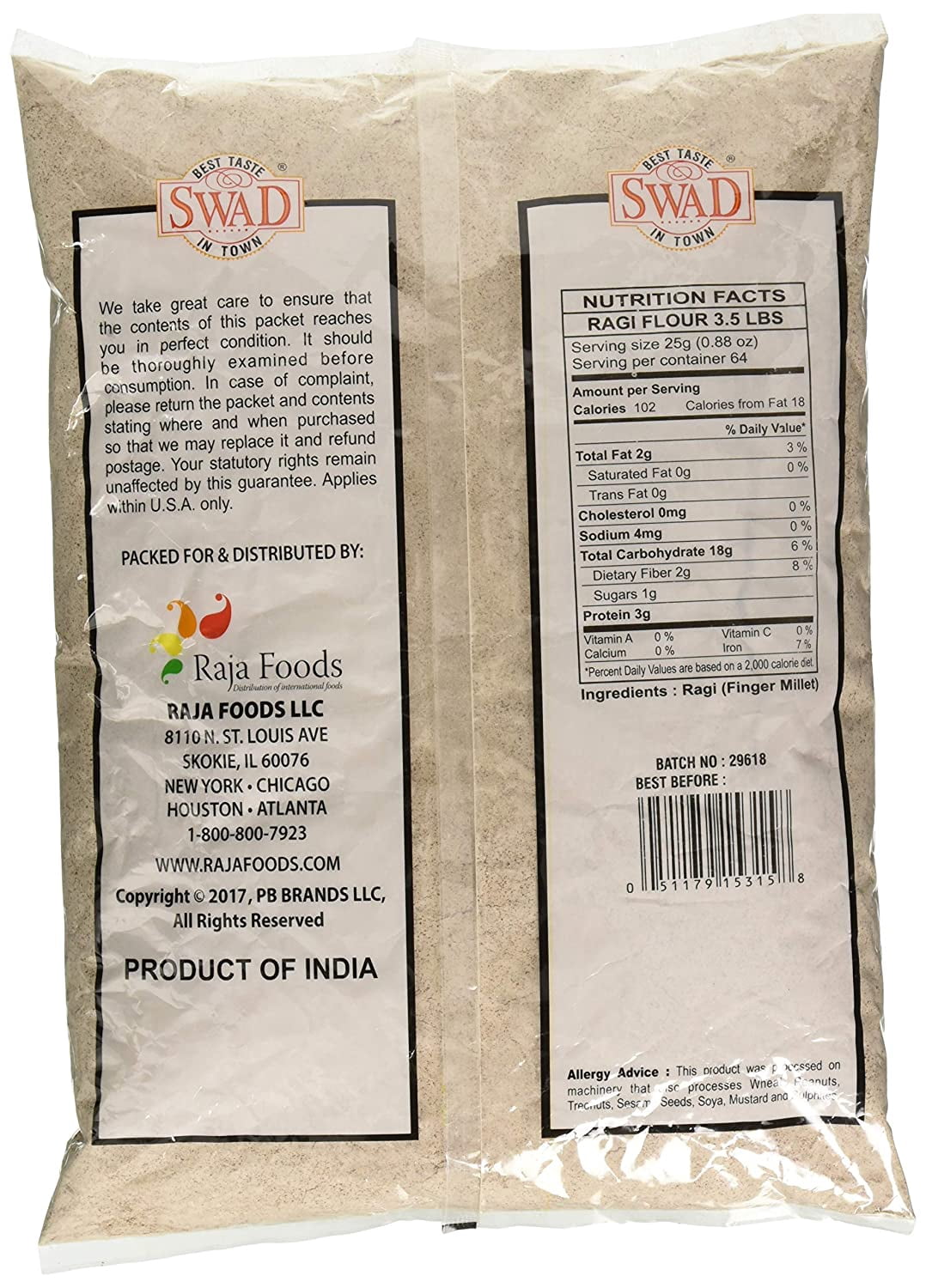 Swad Ragi Flour - 3.5lb